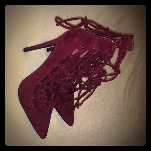 Shoe Dazzle Shoes - Maroon lace up heels Shoe Dazzle Shoes - Maroon lace up heels